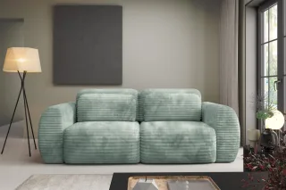 Sofa 2-Sitzer mit Schlaffunktion SIMONE in Stoff Ambience Salbeigrün