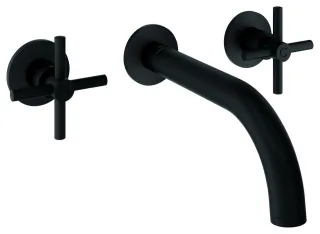 GROHE 3-Loch-Waschtisch-Batterie Atrio 20661, FMS Kreuz-Griff phantom black, 20661KF0 20661KF0