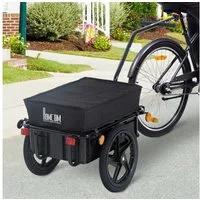 HOMCOM Fahrradlastenanhänger Belastbarkeit Transportanhänger Handwagen, Schwarz 144 x 59 x 80 cm