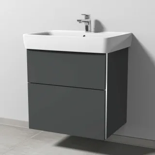 Sanipa 3way Waschtischunterbau zu Geberit Renova Plan Waschtisch mit 2 Auszügen, Anthrazit-Matt BR87622