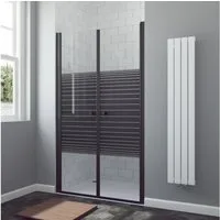 AQUALAVOS Dusch-Doppelflügeltür Nischentür Pendeltür Schwarzmatt Beidseitig öffnend Heb-/Senk-Funktion, 80x197 cm, 6 mm ESG Sicherheitsglas, Rahmenlos Pendeltür 2-teilig 6 mm ESG Sicherheitsglas NANO Höhe 197 cm