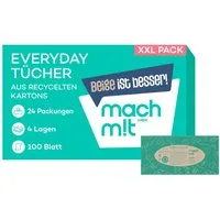 mach m!t Kosmetiktücher 4-lagig - Einzeln (1 Box) oder als Großpackung (24 Boxen) á 100 Tücher (24-St), aus recyceltem Karton