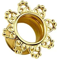 Taffstyle Plug Flesh Tunnel Ohr Plug Piercing Herzen Vintage Mandala Sonne, Ohrpiercing Tunnel Herzen Vintage Mandala Sonne Edelstahl