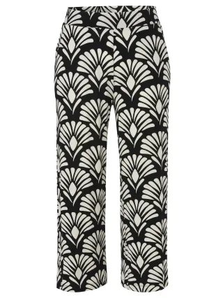 VIA APPIA DUE - Hose 7/8 weites Bein Druck schwarz/creme - Gr. - 50