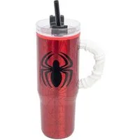 Spiderman Trinkflasche Doppelwandiger Trinkbecher 770 ml mit Griff und Strohhalm