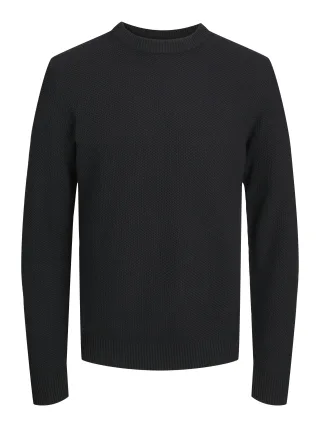 JACK&JONES - JORBRODY KNIT CREW NECK BF JNR black - Gr. - 164