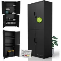 Juskys Aktenschrank abschließbarer Metallschrank, 2 Schlüssel, 3 Einlegeböden für je 45kg