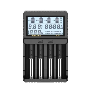 VariCore VCR4 4-Slot Smart Battery Charger for 18650 21700 AA AAA Ni-MH Li-ion LCD Display Capacity Test Adjustable Curr