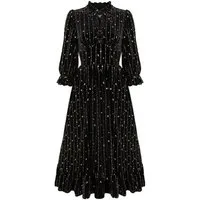 Hell Bunny A-Linien-Kleid Galactica Samt Dress Gothic Sterne Mond