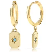 Made by Nami Paar Ohrhänger Ohrringe Damen Stern Türkisstein Edelstahl goldfarben Boho, aus Edelstahl – mit Sternmotiv – mit Türkisstein – Boho-Stil