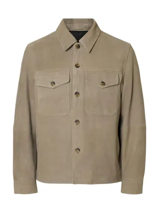 SELECTED MEN - SLHTHOM SUEDE OVERSHIRT NOOS desert taupe - Gr. - M