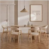 Haris Børn Esszimmerstuhl mit Armlehne (Massiv Eiche) - Polsterstühle für Esszimmer (Set, 4 St), Premium Esszimmer Stühle & Esstisch Stühle - Moderner Polsterstuhl