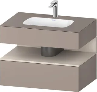 Duravit Qatego Einbauwaschtisch mit Konsolenwaschtischunterbau Basalt & Taupe Matt 800x550x600 mm - QA4785091430010