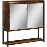vidaXL Badezimmerspiegelschrank Bad-Spiegelschrank Räuchereiche 60x16x60 cm Holzwerkstoff (1-St)
