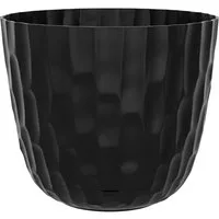 Engelland Blumentopf Pflanztopf mit Untersetzer & Bewässerungssystem (Vorteils-Set, 1 St., robuster PP-Kunststoff), Übertopf, Hammerschlag-Optik, Innen- & Außen, Wasserspeicher, rund