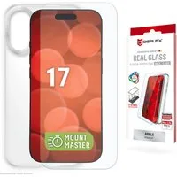 Displex Displayschutzglas Real Glass Screen Protector + Case mit EASY-ON MountMaster für Apple iPhone 17, Displayschutzfolie, Schutzfolie, Bildschirmschutz, kratz- & stoßfest