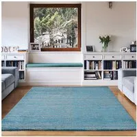 Vimoda Teppich Meliert Kurzflor Wohnzimmer Türkis Weiß Uni, Rechteckig, Höhe: 10 mm, Teppich retro, Wohnzimmer, Schlafzimmer & Flur