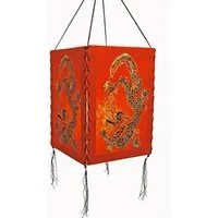 Hathi Lampenschirm Drache, rot, LOKTA Papier, Papierlampe Lampion Hängelampe Nepal