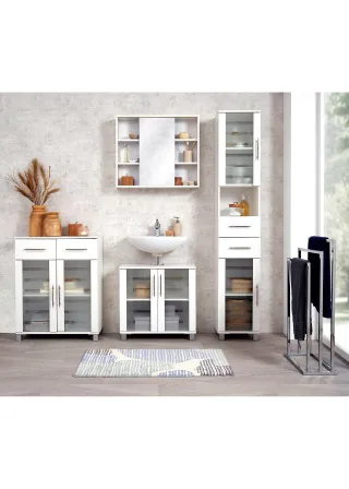 bonprix Badezimmer Schrank stehend, weiß, Gr.85x34 cm, Der Badezimmer Schrank bringt modernes Flair in jedes Bad