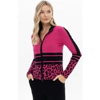 Passioni Cardigan mit Streifen und Leoprint
