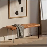 HOME DELUXE Bank GINO, Edle Lederoptik, Retrobank, Sitzbank in warmem Cognac-Ton