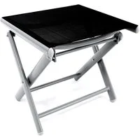 INDA-Exclusiv Armlehnstuhl Garten Klapphocker Fußhocker Silbergrau/Schwarz Aluminium - Textilen