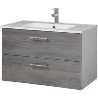 welltime Waschtisch Trento Badezimmerschrank mit Becken, Badmöbel in Breite 80 cm, Waschplatz mit 2 Schubladen, Badschrank