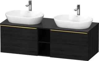 Duravit D-Neo Konsolenwaschtischunterbau wandhängend Eiche Schwarz Matt 1400x550x459 mm - DE4950B341 DE4950B34160000