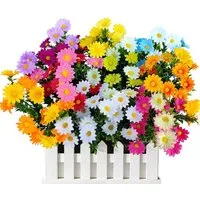 Kunstblumenstrauß 9er Set Bunte Gänseblümchen Kunstblumen für draußen, FOUORTUNATE-BEE, Künstliche Balkonpflanzen für Balkon und Garten