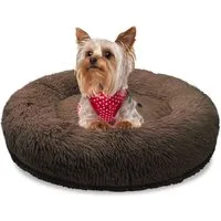 Bluzelle Tierbett Hundebett Orthopädisch 50 cm - Kleine Hunde XXS / Katzenbett Hundekorb, Flauschig Kuschelig Weiches Kunstfell, Memory Foam / Rund Donut / Waschbar Plüsch Bezug / Hunde Katzen Kissen
