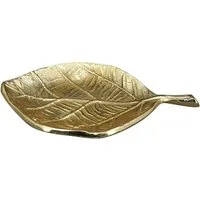 matches21 HOME & HOBBY Dekotablett Dekoteller Blatt Dekotablett Tablett Wohndeko Alu gold 23 cm (1 St)