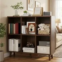 GarveeMore Bücherregal 6 Würfel Bücherregal niedriges 2-stufiges offenes Bücherregal
