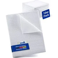 wolk Mikrofasertuch mit Waffelstruktur in weiß - Reinigungstuch (Polyester, 38x38 cm, 10er-Set, hygienisch auf 90° waschbar)