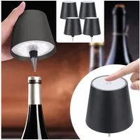 shop'n smile ideoon LED Nachttischlampe Edle Akku Flaschenlampe Schwarz: Dimmbar, 3 Lichtfarben, LEDs mit 3 auswählbaren Lichtfarben, Kaltweiss / Warmweiss / Naturweiss, Verwandelt Flaschen in stimmungsvolle Leuchten