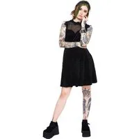 Jawbreaker Minikleid Embroidered Rose Gothic Goth Samt Mesh Spitze Minikleid