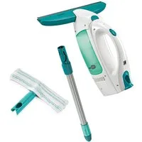 Leifheit Fenstersauger Set Fenstersauger Dry & Clean mit Stiel und Einwascher, (5-St) Streifenfrei Absaugen, bis 38 Minuten Laufzeit, 43cm Stiel