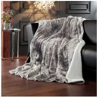 Wohndecke Luxus Kingston XXL, Delindo Lifestyle, XXL Kuscheldecke fürs Sofa, Webpelzdecke