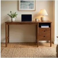 IDIMEX Schreibtisch BOSSA, Homeoffice Tisch aus Massivholz mit 2 Schubladen Kastanie Finish