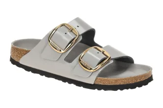 Birkenstock 1029391 ARIZONA BIG BUCKLE Damen Pantoletten Grau high-shine ston...