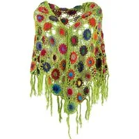 Guru-Shop Halstuch Häkelstola, Hippie Blümchen Häkelschal,..