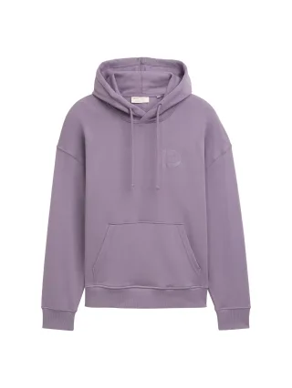 Denim Tom Tailor - Relaxed Hoodie Sweatshirt mit Logo-Stickerei foggy purple - Gr. - S