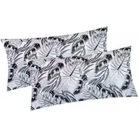 Heubergshop Kissenbezug, (2 Stück), 2er Set 40x80cm Blätter Grau Schwarz 100% Baumwolle (650/1-40x80)