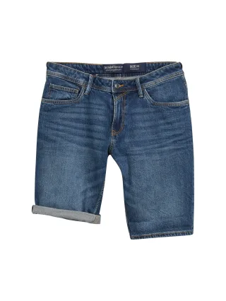 Denim Tom Tailor - TTPIERS SLIM Jeans Shorts mit Stretch used dark stone blue denim - Gr. - M