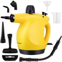 CkeyiN Handdampfreiniger mit 450ml Wassertank 3,2 bar Hochdruck 9 Zubehörteilen multifunktional, 1250 W, zur chemiefreien Reinigung von Fliesenfugen, Herdplatten, Badezimmern