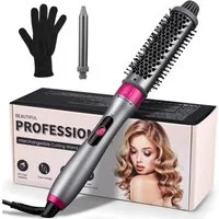 CkeyiN Pro Lockenstab 2 in 1 Lockenstäb Set mit 25mm Locken /32mm Lockenbürste, Keramikbeschichtung, Kostenlose Handschuhe,Für alle Haartypen geeignet