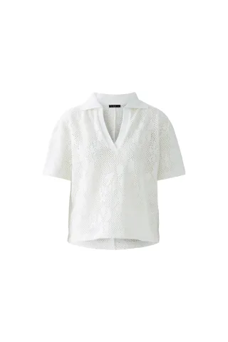 Oui - Polo Shirt cloud dancer - Gr. - 44