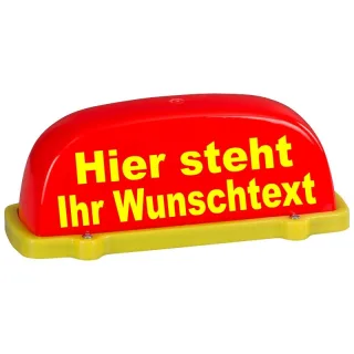 Dachaufsetzer Leuchtrot | Wunschtext individuell | optional Symbol | Unbeleuchtet ohne Symbol ohne Symbolfarbe gelb