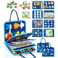 POPOLIC Lernspielzeug Busy Board für Kinder - Activity Board Montessori Spielzeug (Motorik Lernspielzeug Kleinkind Sensorik Spielzeug Quiet Book, 1-St), für 1 2 3 4 5 Jahre Junge und Mädchen