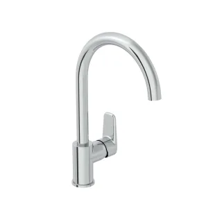 VitrA Flow Soft Einhebel-Spültischmischer Höhe 35 cm mit schwenkbarem Auslauf rund Chrom,A43419EXP A43419EXP