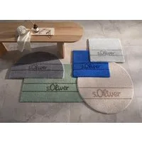 s.Oliver Badematte Allie, Badvorleger, Badezimmer Teppich, Duschvorleger, Höhe 10 mm, rutschhemmend beschichtet, schnell trocknend, strapazierfähig, Polyester, halbrund, Badteppich, weiche Haptik, unifarben mit s.Oliver Schriftzug